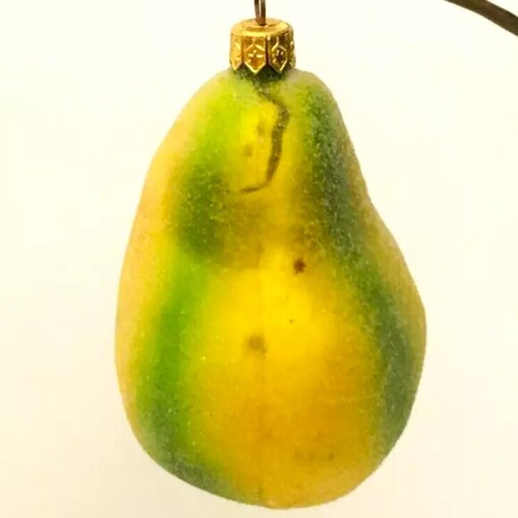 Authentic! Rare Christopher Radko PEAR FRUIT Yellow Green Golden Glass Ornament - Picture 5 of 10